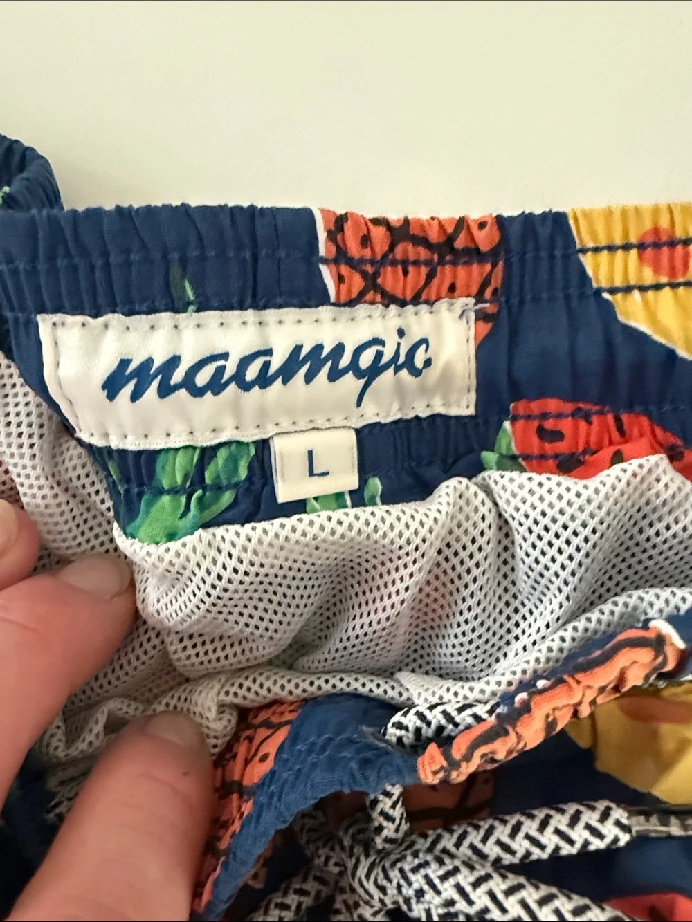 Maamopic Men’s Navy Pineapple & Watermelon Swim Trunks